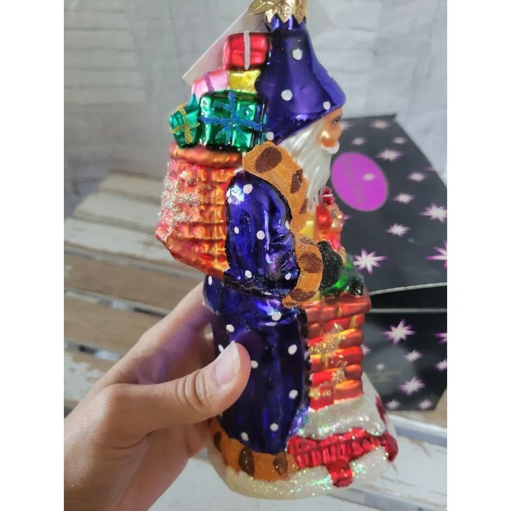 Radko chimney‎ sweets blue wizard Santa ornament Xm